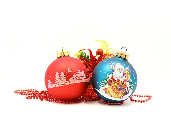Photo Decorations Christmas New Year Composition Decorations Christmas Tree Holiday — Stock Photo, Image
