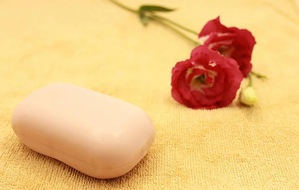 Natural Toilet Soap Japanese Rose Terry Towel — 스톡 사진
