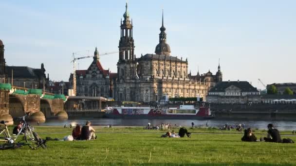 Centro Histórico Dresden Castelo Dresden Cidade Velha Residenzschloss Com Torre — Vídeo de Stock