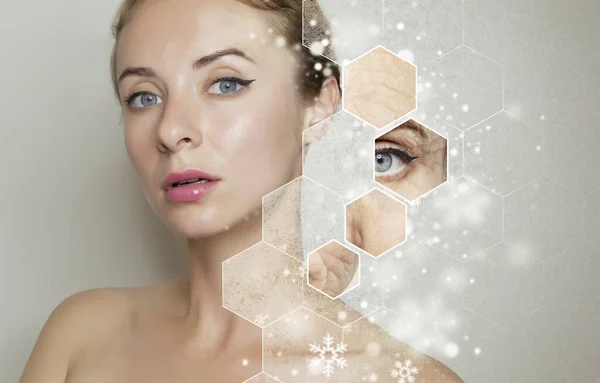 Healthy face skin Girl beauty christmas wellness and cosmetic ideas concept.
