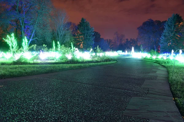 St Louis, Missouri, EUA - 22 de novembro de 2017: Luz de Férias de Brilho de Jardim — Fotografia de Stock