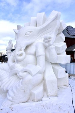 Breckenridge, Colorado, ABD: 28 Ocak 2018: Lord Ganesha uluslararası kar heykel Şampiyonası 2018