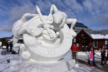 Breckenridge, Colorado, ABD: 28 Ocak 2018: zaman takım Moğolistan 2018 heykelini kar