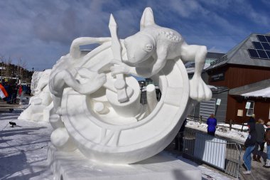 Breckenridge, Colorado, ABD: 28 Ocak 2018: zaman takım Moğolistan 2018 heykelini kar