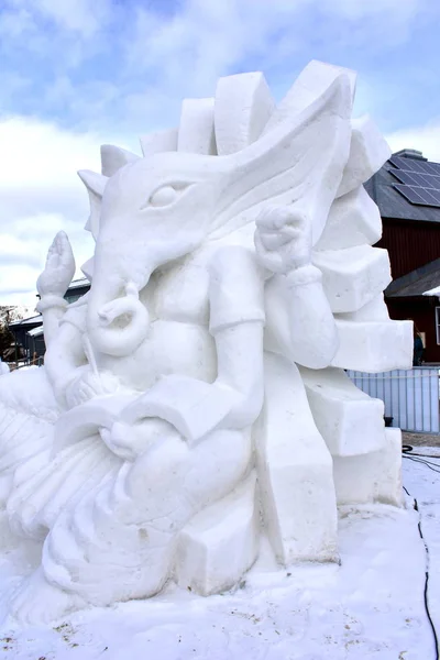 Breckenridge, Colorado, ABD: 28 Ocak 2018: Lord Ganesha uluslararası kar heykel Şampiyonası 2018 — Stok fotoğraf