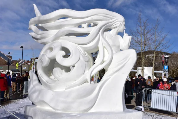 Breckenridge, Colorado, USA: Jan 28, 2018: "Secret" Snow Sculpture 2018 — Stock Photo, Image