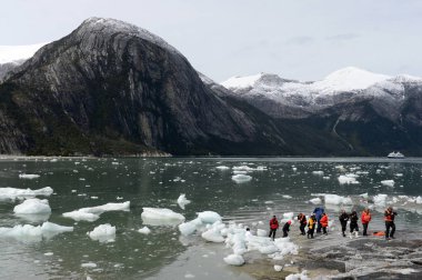  Tourists at the Pia glacier. clipart