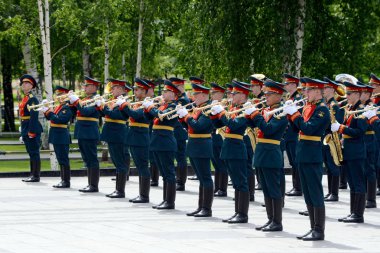  Askeri bando çiçekleri meçhul asker kabrinde döşenmesi sırasında Alexander bahçedeki.