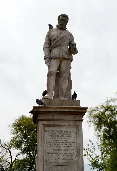 Monumento de don Pedro de Valdivia en Santiago . — Foto de Stock