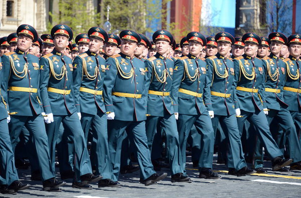  Офицеры Академии объединенных вооружений Вооруженных Сил Российской Федерации на генеральной репетиции парада на Красной площади в честь Дня Победы
.