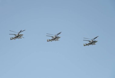  Keşif ve saldırı helikopteri Ka-52 zafer geçidi Moskova'da prova, 