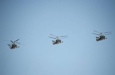  Keşif ve saldırı helikopteri Ka-52 zafer geçidi Moskova'da prova, 