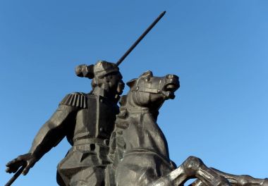 Monument to Yakov Baklanov, the Russian general, the hero of the Caucasian War on the embankment of the Gulf of Tsimlyansk Sea in Volgodonsk.  clipart