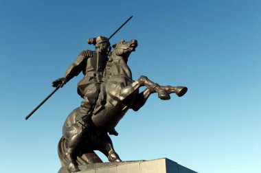 Monument to Yakov Baklanov, the Russian general, the hero of the Caucasian War on the embankment of the Gulf of Tsimlyansk Sea in Volgodonsk.  clipart