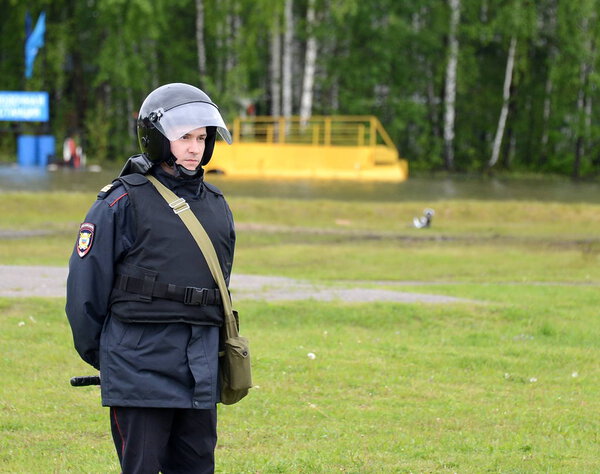  A policeman in cordon during the exercises.