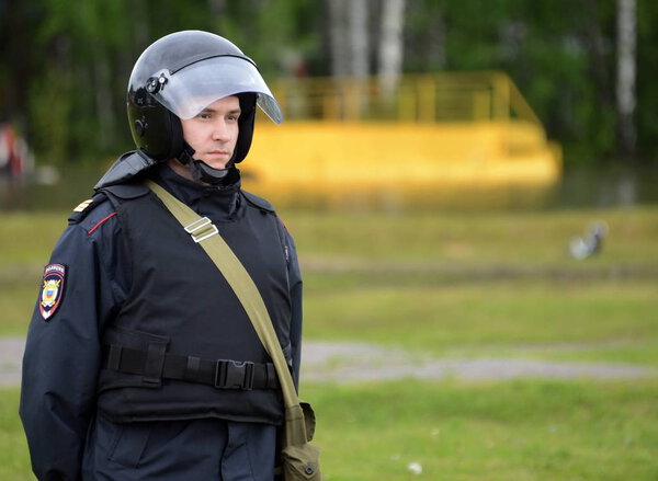  A policeman in cordon during the exercises.