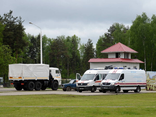  Cars of the Ministry of Emergency Measures on the range of the Noginsk rescue center during the International Salon "Integrated Security-2017"