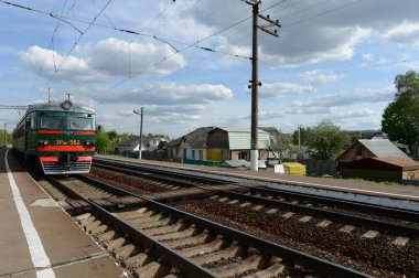  Bryansk şehir içinde elektrikli tramvay.