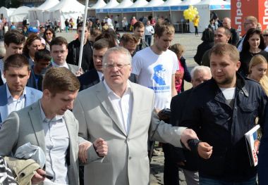  Liberal Demokrat Parti, Rusya Vladimir Zhirinovsky Moskova basın Festivali'nde lideri. 