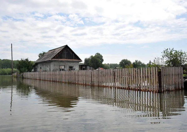 Sel. Nehri kıyılarından ortaya çıkan, Ob, kentin eteklerinde sular altında..