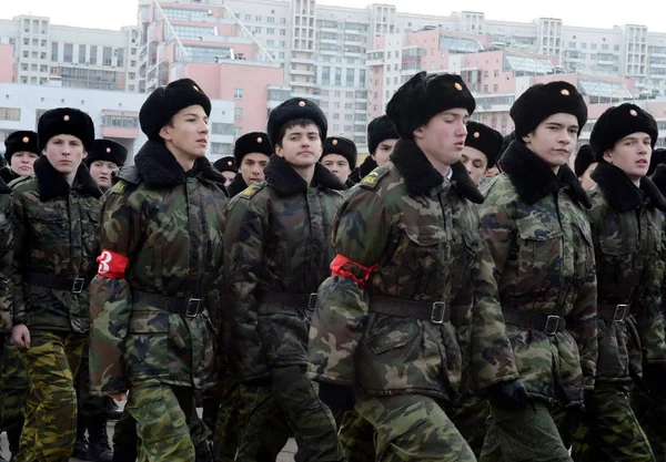 생도 모스크바 Petrovsky 생도 군단의 붉은 광장에 11 월 7 일 퍼레이드에 대 한 준비는. — 스톡 사진