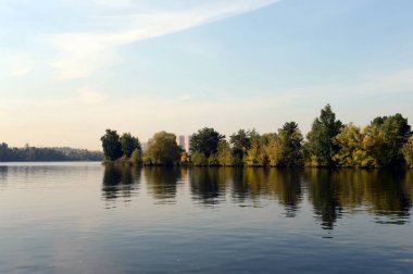 Moskova, Rusya - 24 Eylül 2015: Serebryany Bor Moskova Nehri. 