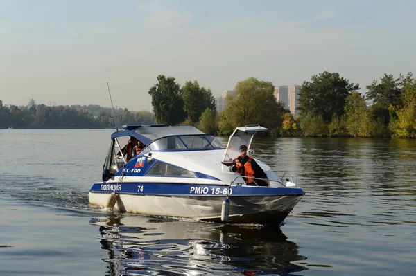 Moscow Russia September 2015 Police Boat 700 Moscow River Serebryany — Stock Photo, Image