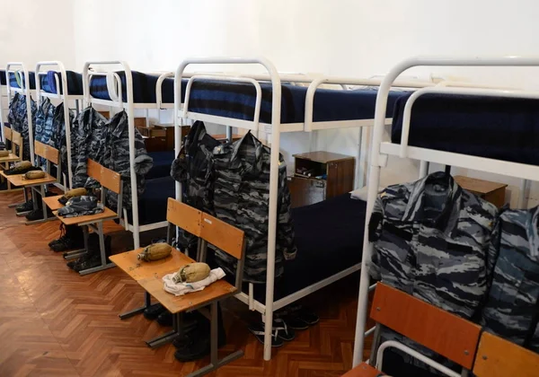 A bedroom in the cadet barracks. — Stock Photo, Image