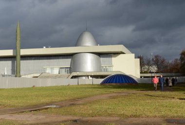 Kaluga, Rusya - 12 Kasım 2017: Devlet Müzesi, Kaluga Konstantin Tsiolkovsky ismini Cosmonautics geçmiş.