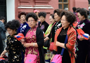  Moskova Kızıl meydanında yabancı turist.