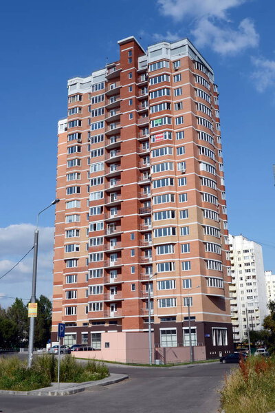 MYTISHCHI, RUSSIA - AUGUST 12, 2017: A new apartment building on Voronin Street in Mytischi.