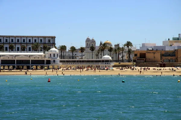 Cádiz Španělsko Července 2011 Caleta Beach Pobřeží Atlantského Oceánu Poblíž — Stock fotografie