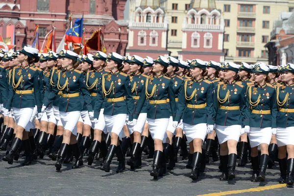 Moskva Rusko Května 2019 Kadetky Vojenské Univerzity Volského Vojenského Ústavu — Stock fotografie