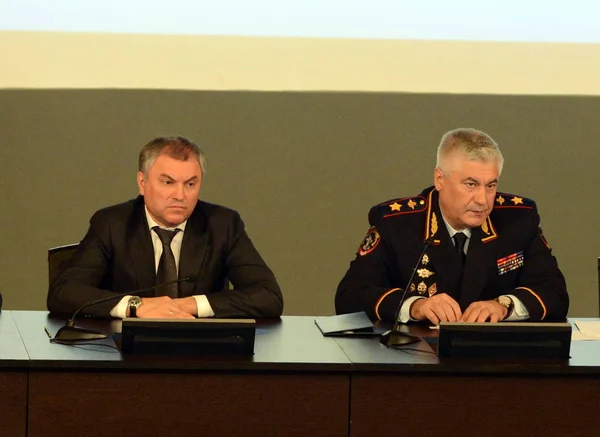 Président de la Douma d'Etat de l'Assemblée fédérale de la Fédération de Russie Vyacheslav Volodin et ministre de l'Intérieur Vladimir Kolokoltsev — Photo