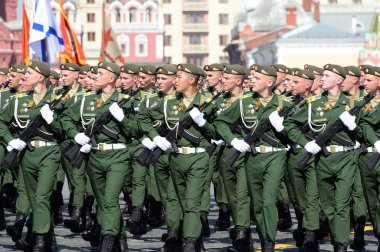  Cadets of the military space Academy named after Mozhaisk at the dress rehearsal of the parade on red square in honor of Victory Day clipart