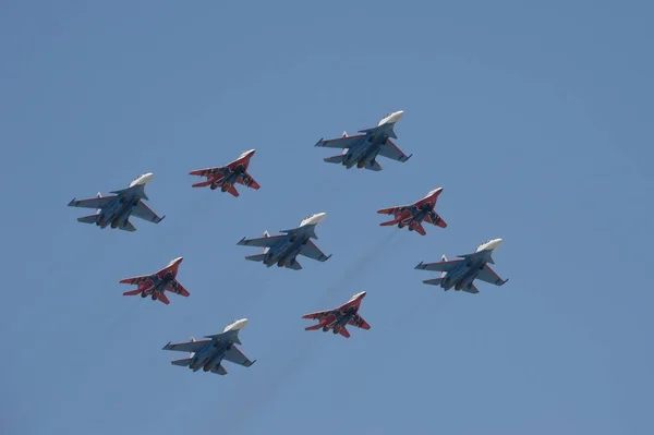 Moskau Russland Mai 2019 Generalprobe Für Die Siegesfeier Wwii Kunstflugteam — Stockfoto