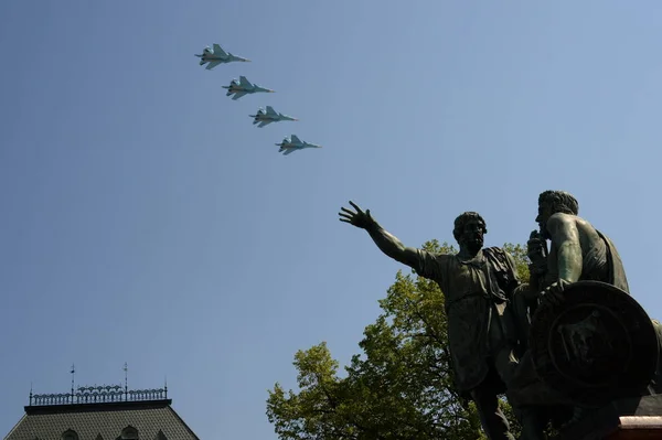 Moscow Russia May 2019 Rehearsal Victory Day Celebration Wwii Airshow — Stock Photo, Image