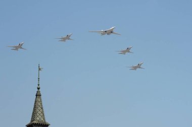  Group of supersonic bombers-missile Tu-22M3 (Backfire) led by supersonic bomber-missile Tu-160  clipart