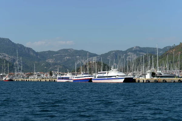 Marmaris Turquie Octobre 2019 Yachts Dans Baie Près Ville Turque — Photo