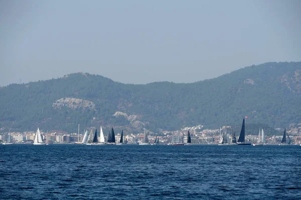 Marmaris Turquie Octobre 2019 Yachts Dans Baie Près Ville Turque — Photo