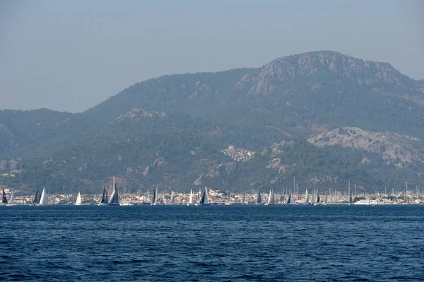 Marmaris Turchia Ottobre 2019 Barche Nella Baia Vicino Alla Città — Foto Stock