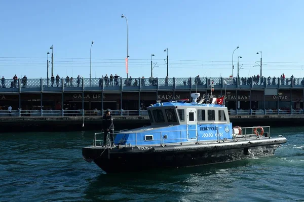 Istanbul Turecko Listopadu 2019 Policejní Člun Zlatého Rohu Istanbul — Stock fotografie