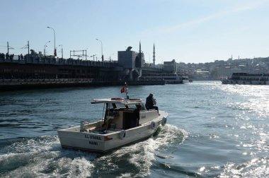 ISTANBUL,TURKEY - NOVEMBER 3, 2019:View of the Golden Horn Bay at the Galata Bridge in Istanbul
