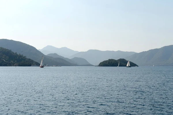 Marmaris Turquie Octobre 2019 Yachts Dans Baie Près Ville Turque — Photo