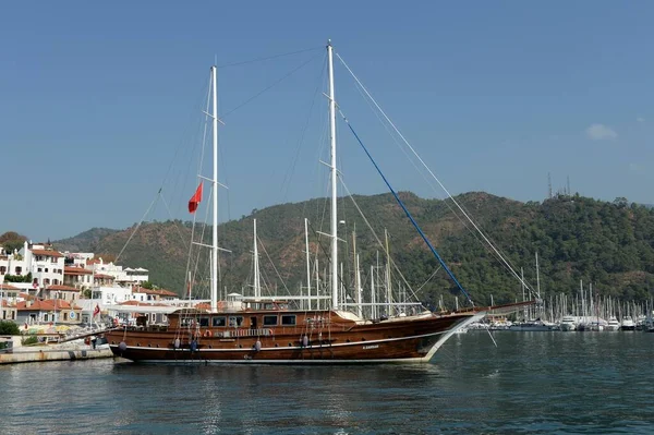 Marmaris Turkije Oktober 2019 Turks Gulet Schip Pier Van Turkse — Stockfoto