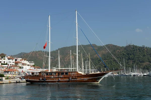 Marmaris Turkey October 2019 Turkish Gulet Ship Pier Turkish City — Stock Photo, Image