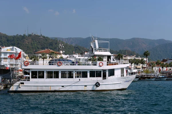 Marmaris Turecko Října 2019 Ukotvená Rekreační Loď Promenádě Města Marmaris — Stock fotografie