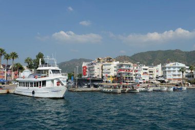 MARMARIS,TURKEY - OCTOBER 30, 2019:Pleasure boats on the promenade of the city of Marmaris. Turkey