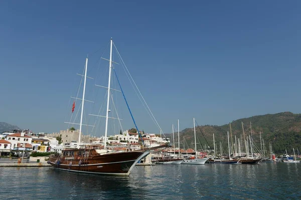 Marmarís Turquía Octubre 2019 Barcos Goleta Turca Muelle Ciudad Turca —  Fotos de Stock