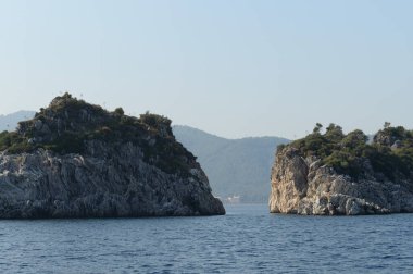  Marmaris, Türkiye - 30 Ekim 2019: Ege Denizi 'ndeki Keji Adası. Türkiye